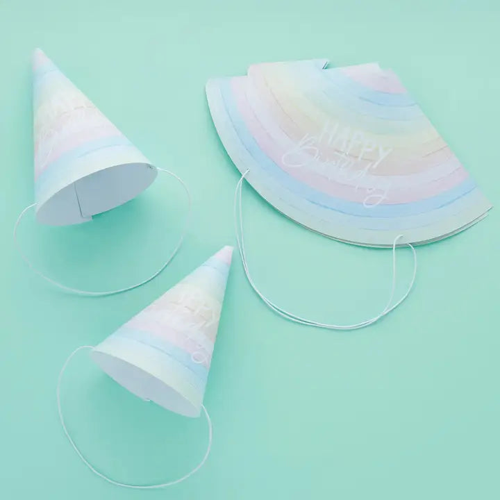 Eco Rainbow 'Happy Birthday' Paper Hats
