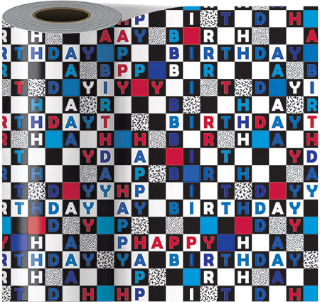 Checkered Happy Birthday Wrapping Paper