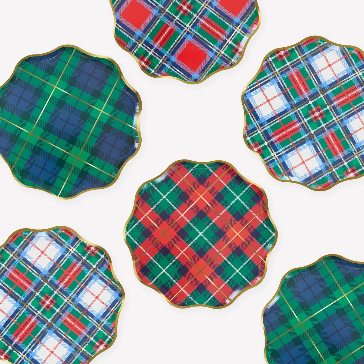 Meri Meri Tartan Mix Large Paper Plates (x 8)