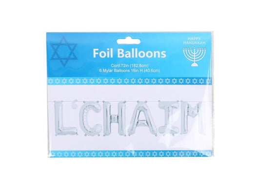Silver L’Chaim foil balloons decoration