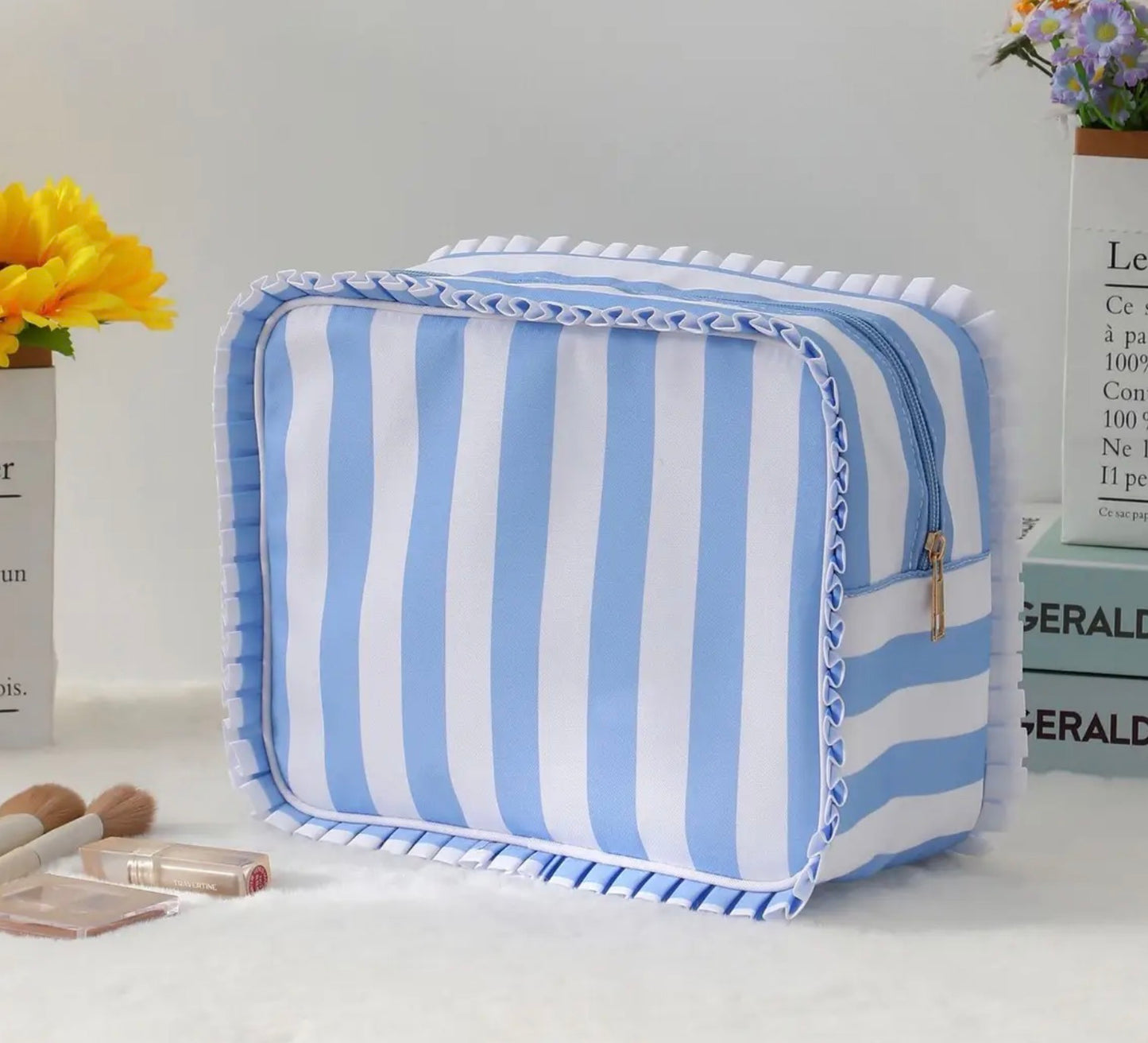 Ruffle Cosmetic Travel Pouch Bag