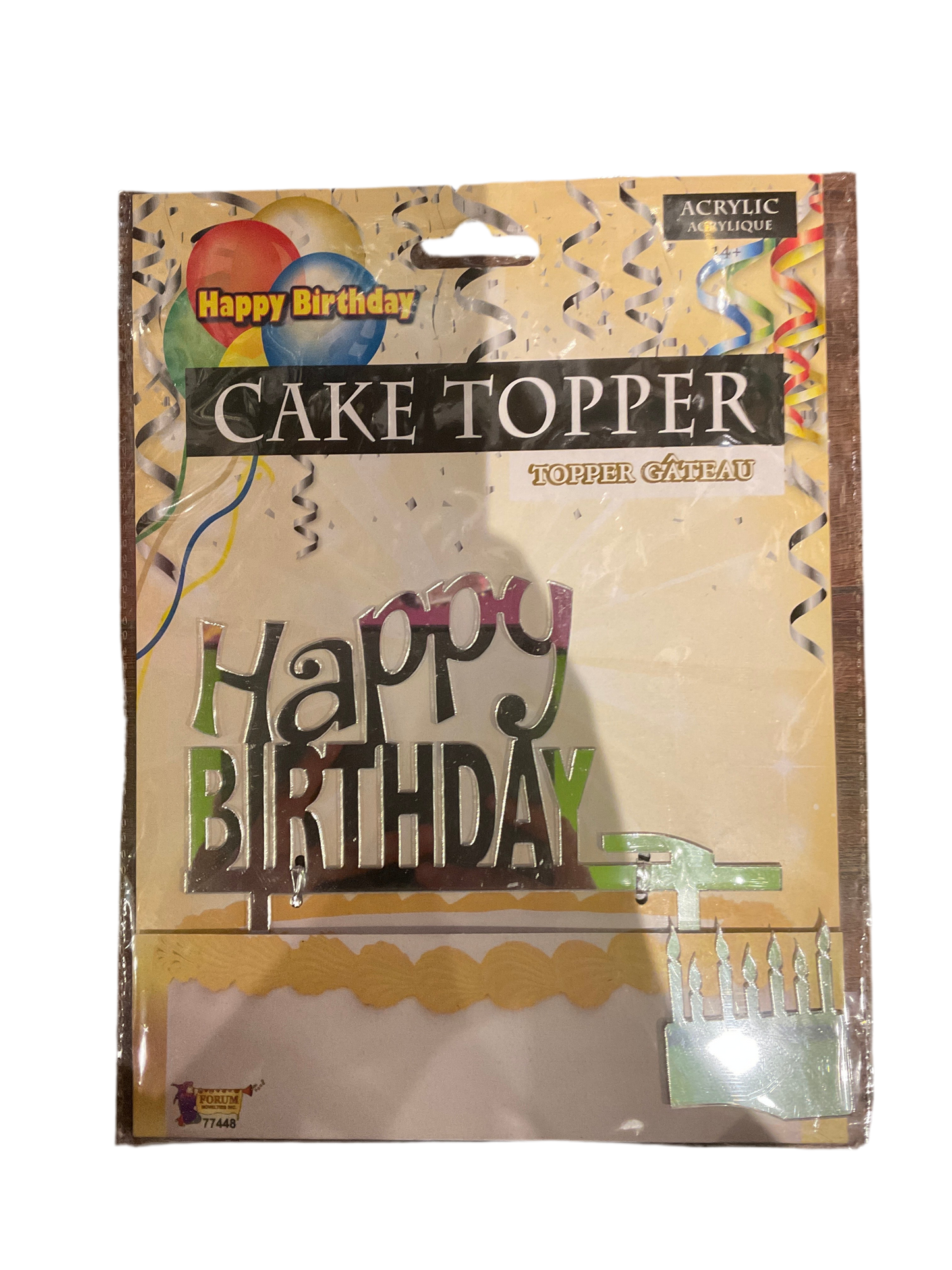 CAKE TOPPER SILVER ACRYLIC