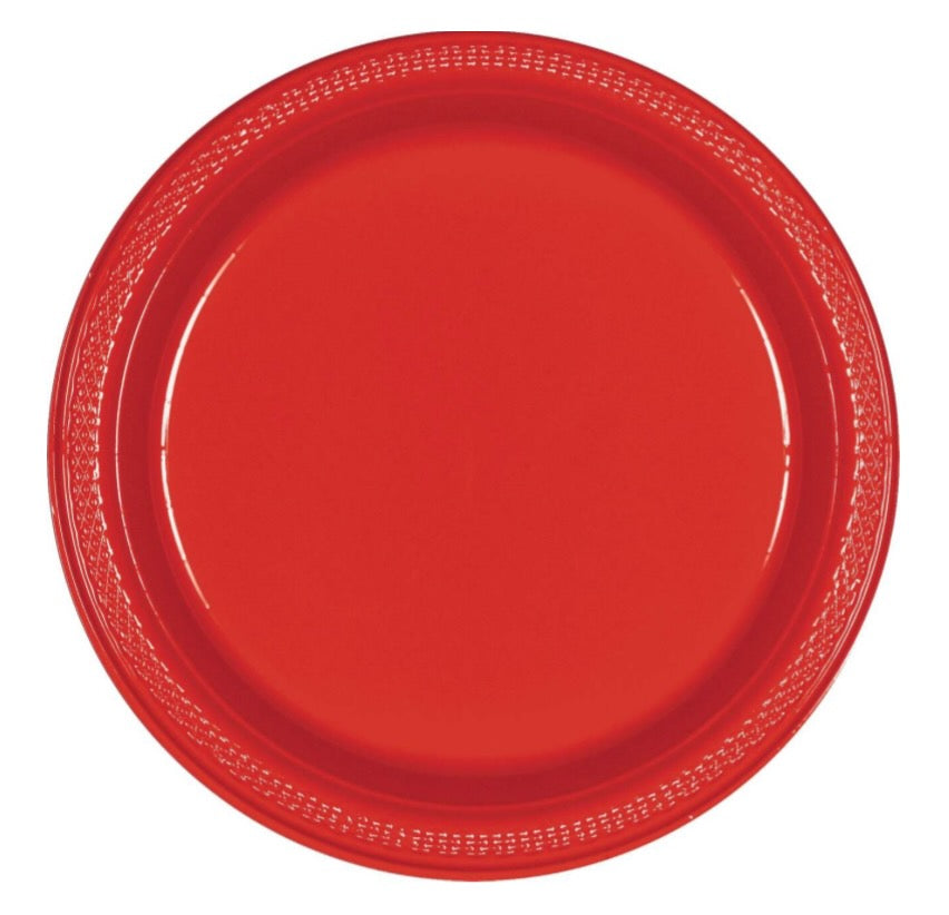Apple Red Round Plate 7in