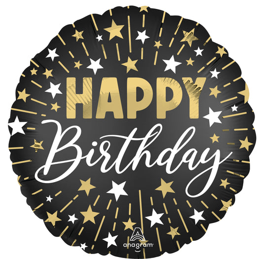 Black, Gold, and Silver Birthday Balloon