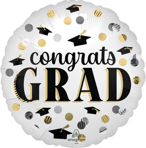 polka dots congrats grad foil balloon