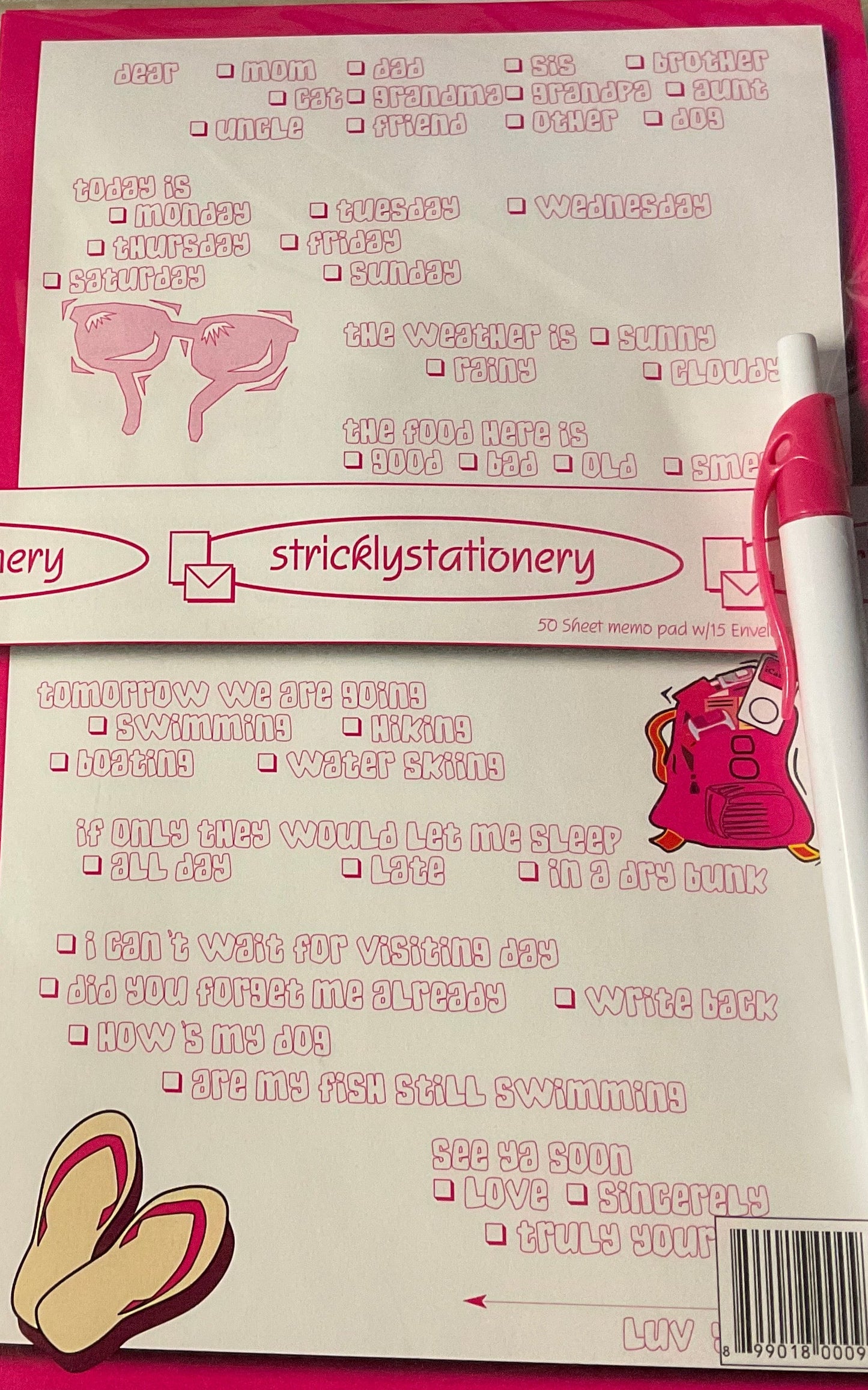 Camp stationery check box list - memo