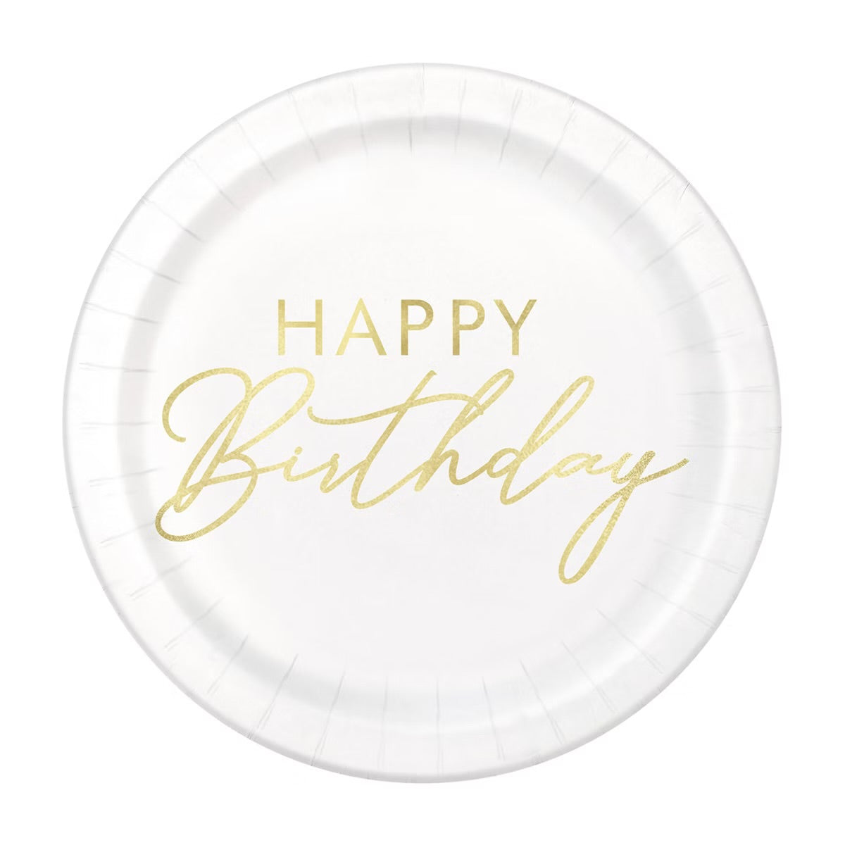 Gold happy birthday dessert plate
