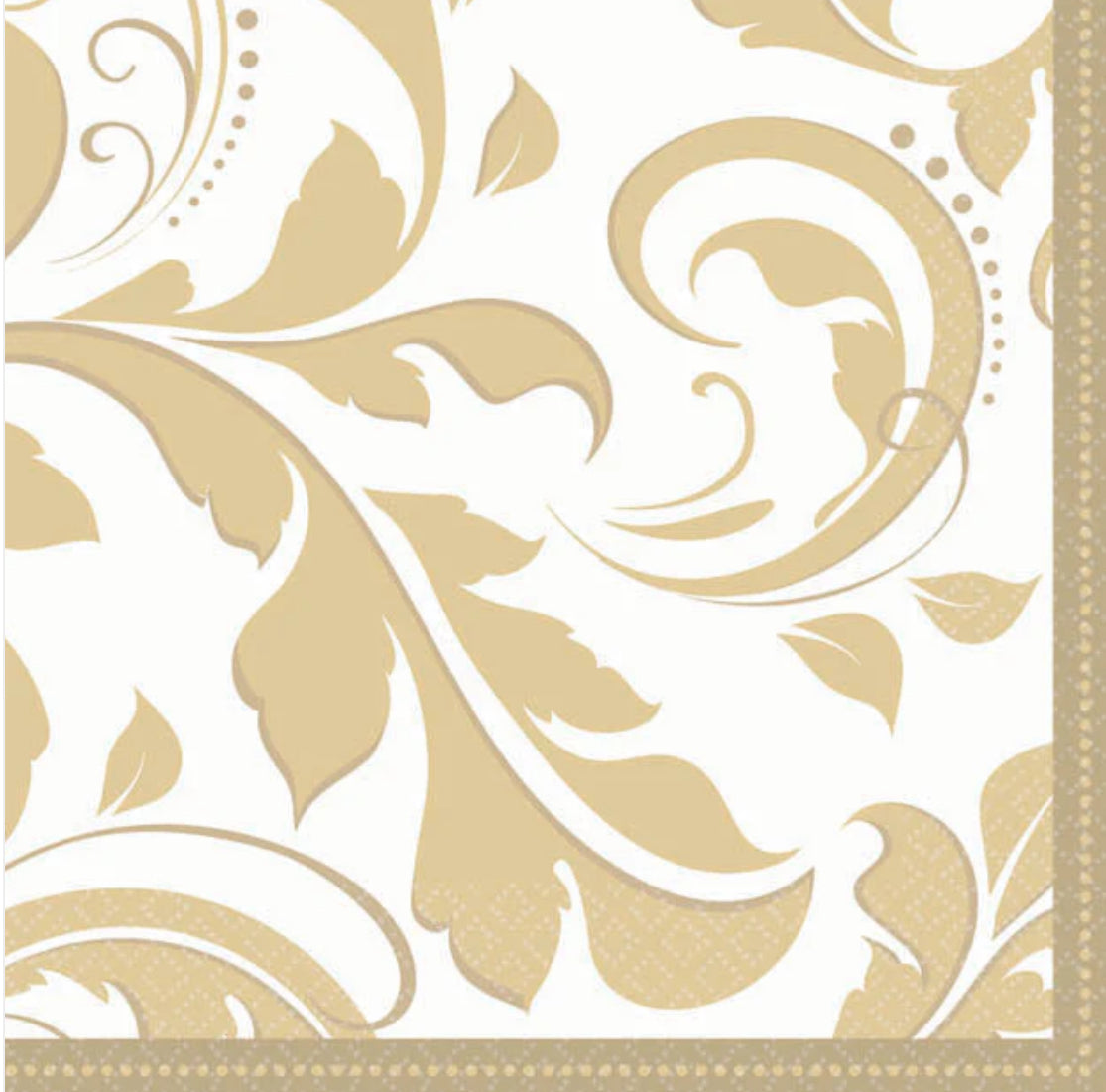 Gold Elegant Scroll Cocktail Napkin