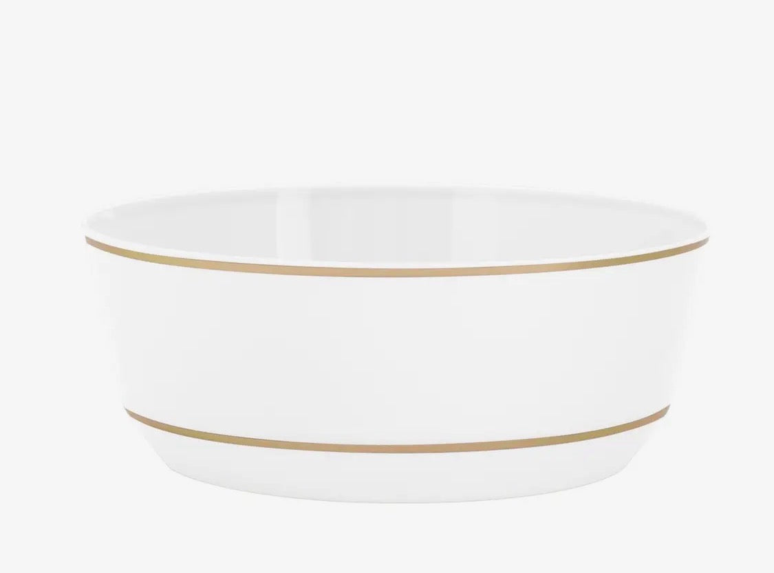 14 oz round white gold plastic bowl