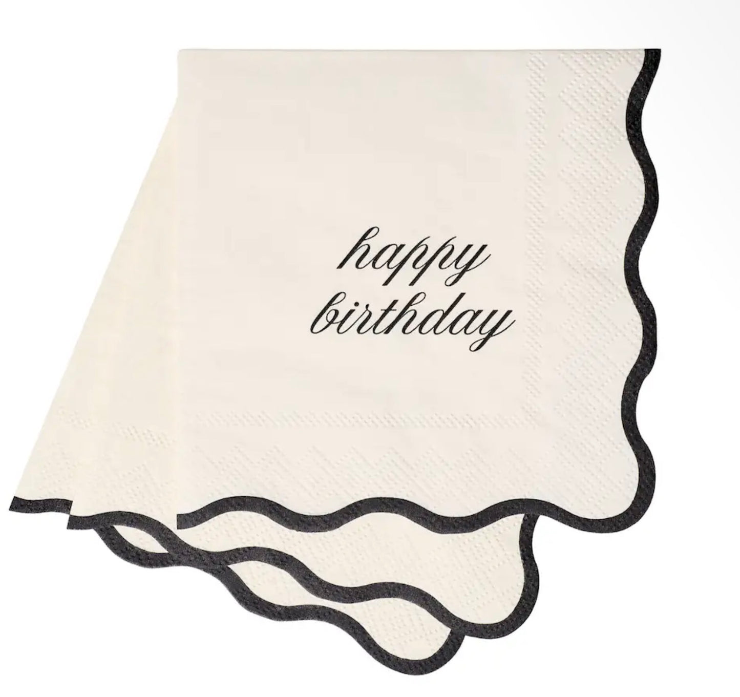 Happy Birthday Cocktail Napkins - Cream & Black