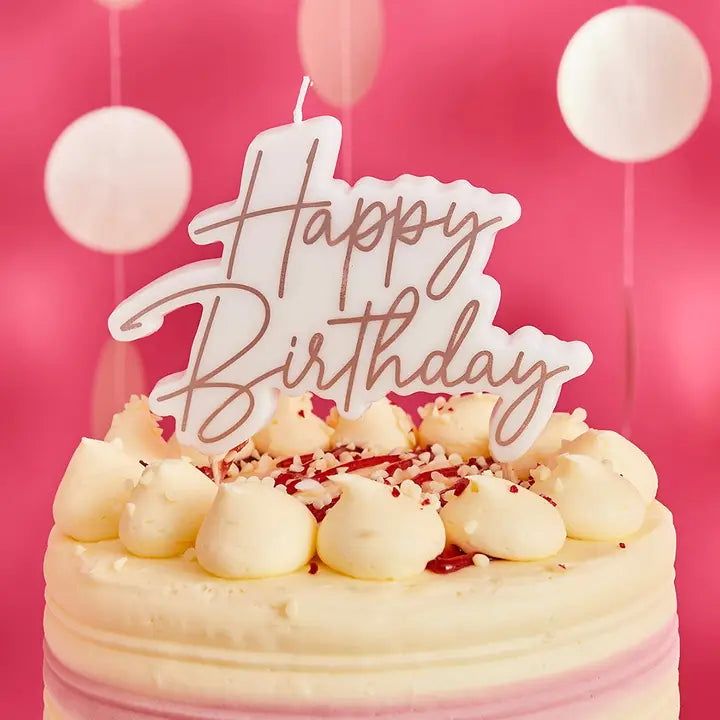 Rose Gold Happy Birthday Wax Candle