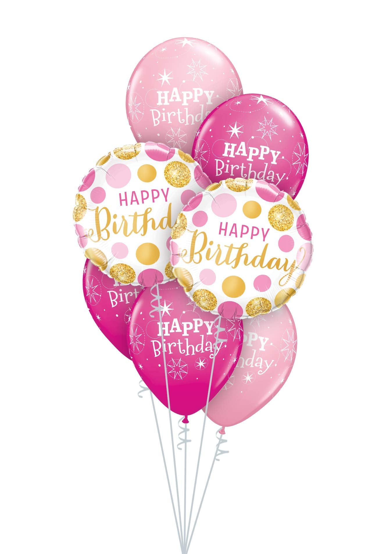 Pink and Gold Happy Birthday Bouquet in Box