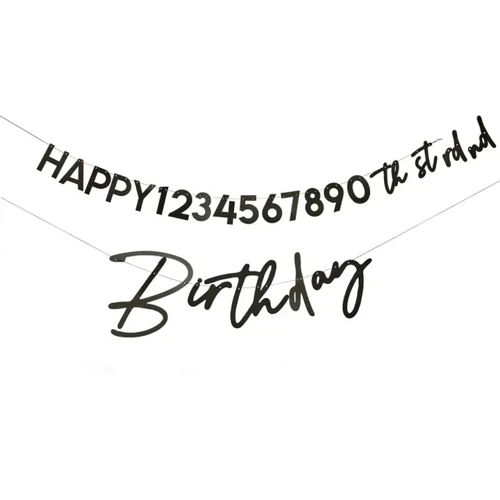 Black 'Happy Birthday' Customisable Card Banner