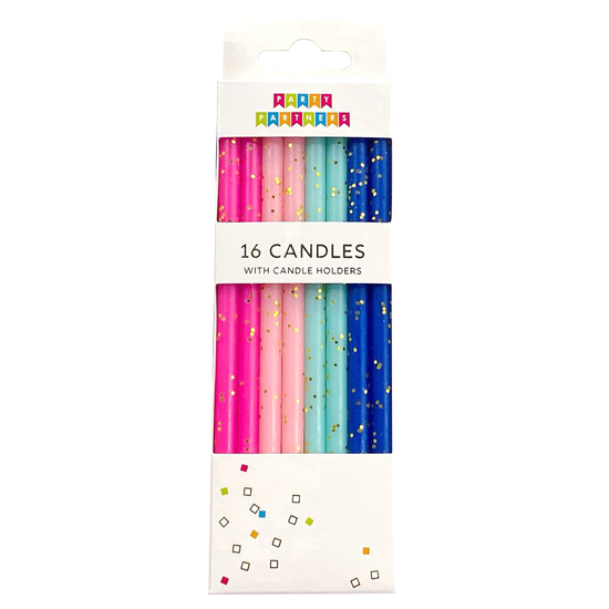 Gold Glitter Rainbow 16 Candle Set