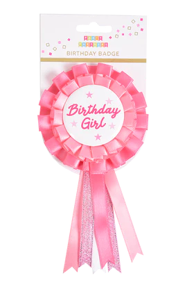 Pink Birthday Girl Satin Badge