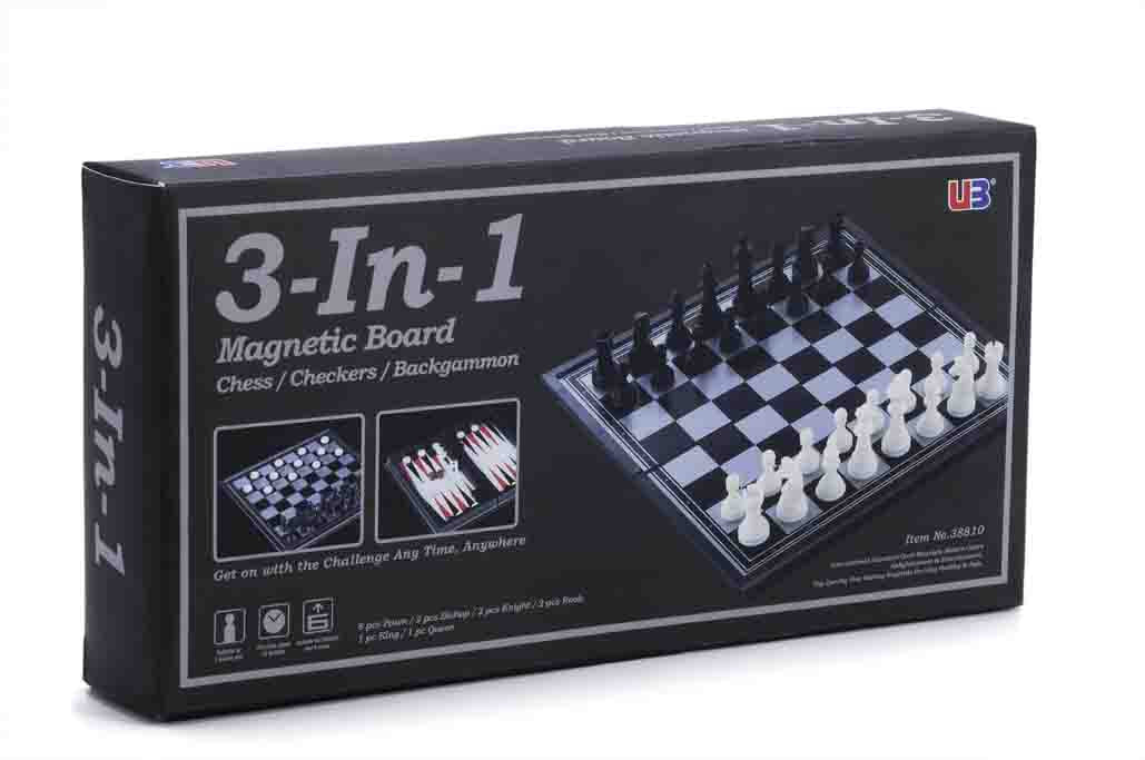 3-in-1 Chess/Checkers/Backgammon Set