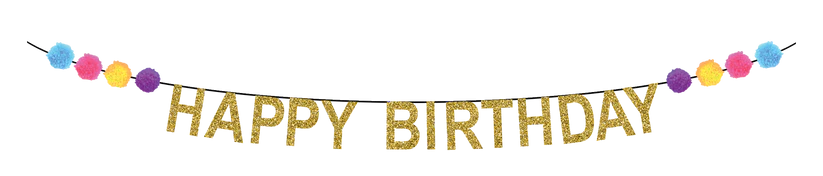Pom-Pom Happy Birthday Banner