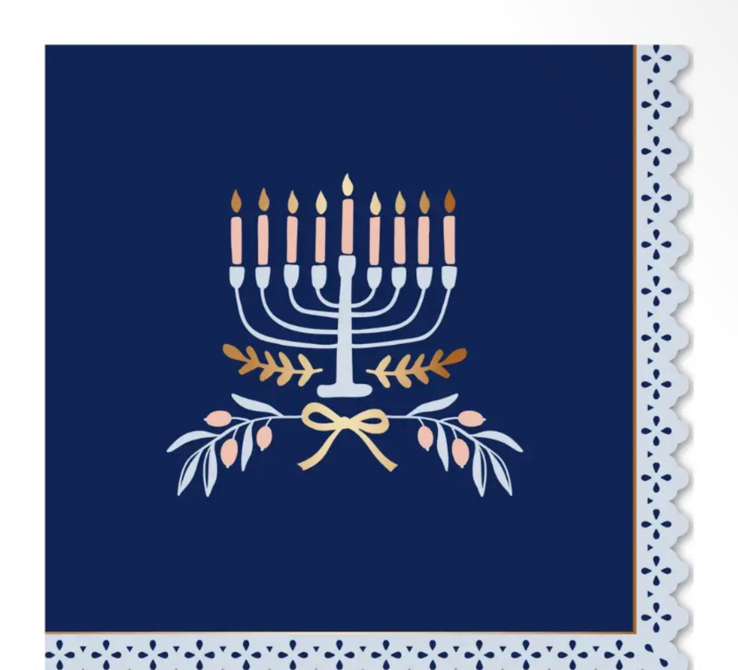 Hanukkah Cocktail Napkin - Menorah
