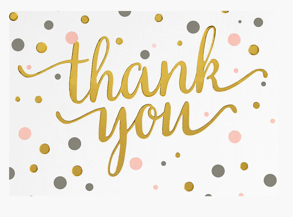 Pink & Gold Dots Thank You Notes