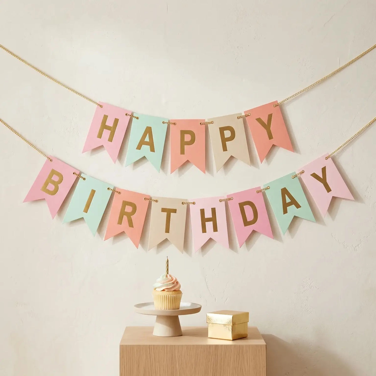 Happy Birthday Banner Pastel Colours