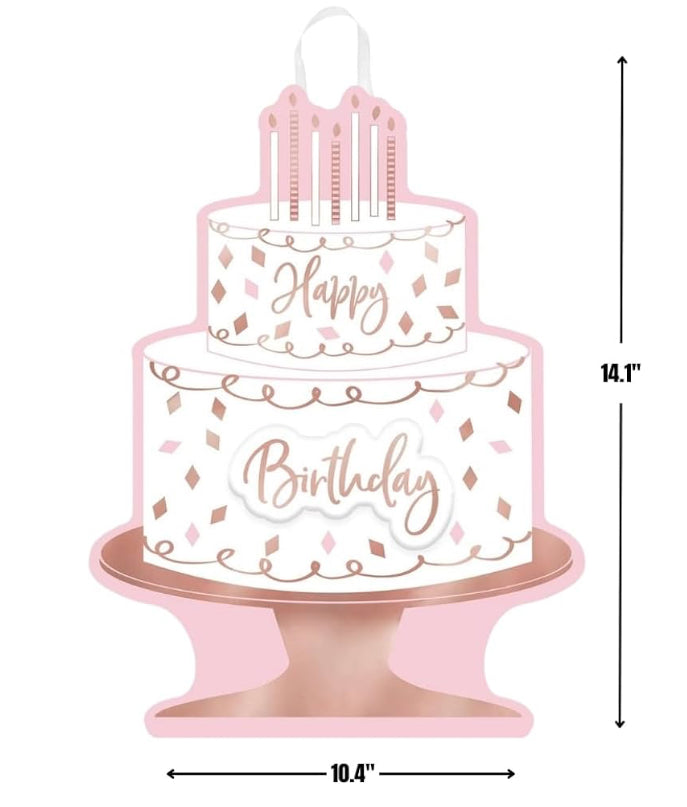 Elegant Blush Pink Birthday Cardboard Sign - 14.1" x 10.4" (Pack of 1) - Ideal Decoration for Parties & Celebrations