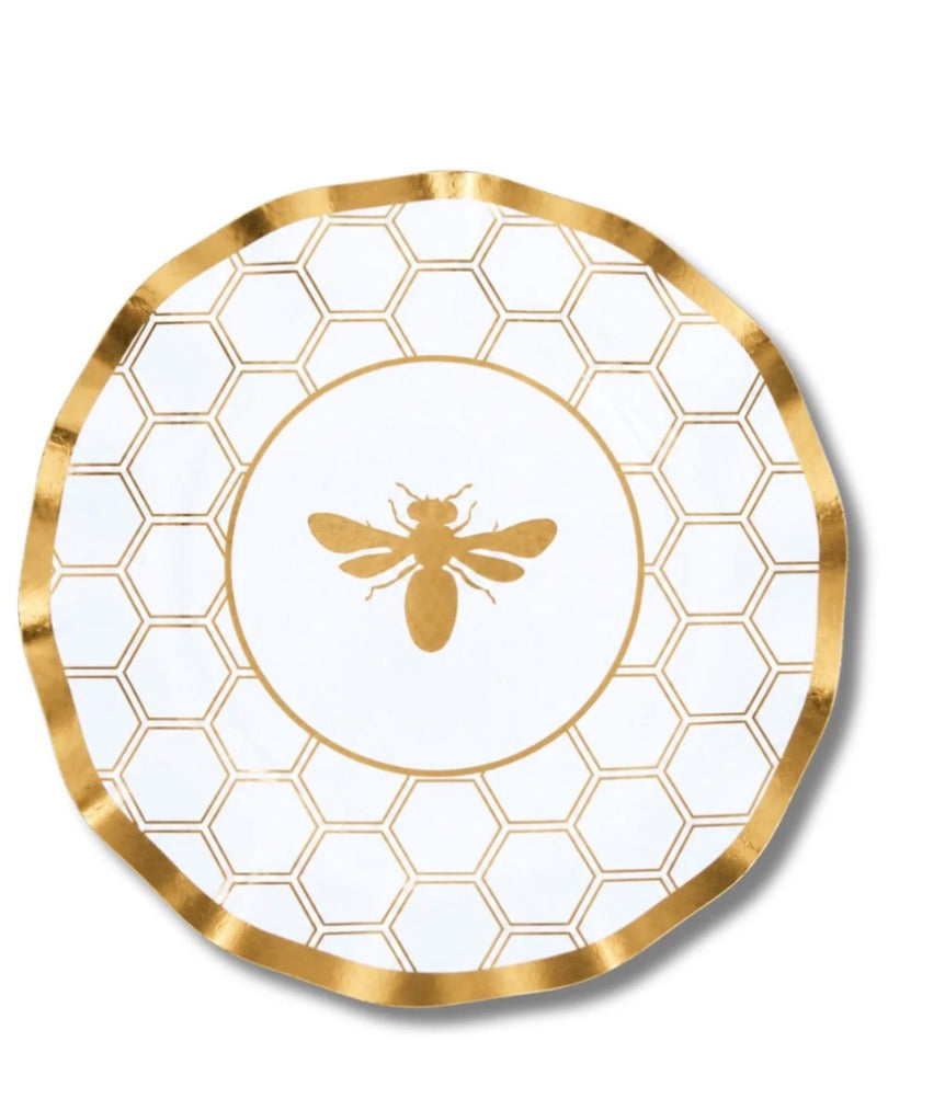Honeybee white plate 8 pk 10.5’’