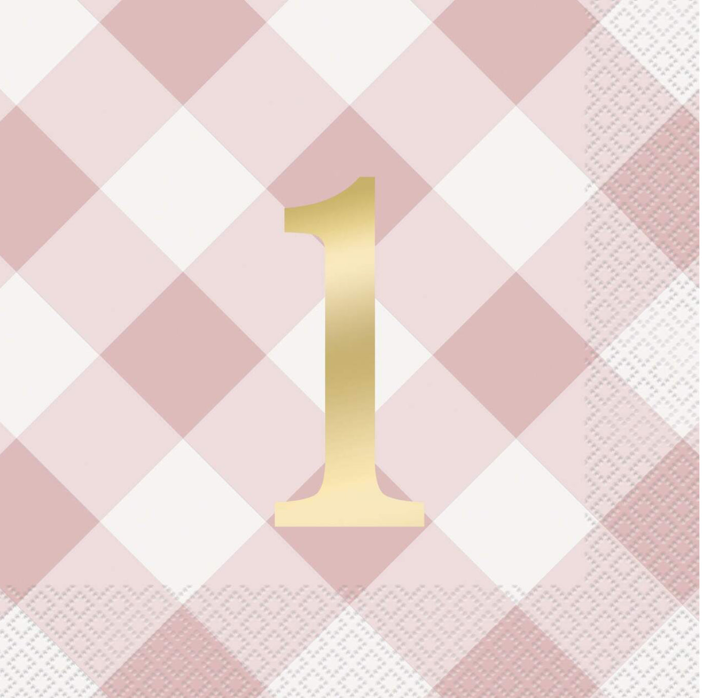 Square Paper Disposable Lunch Napkins Pink/White, Gingham