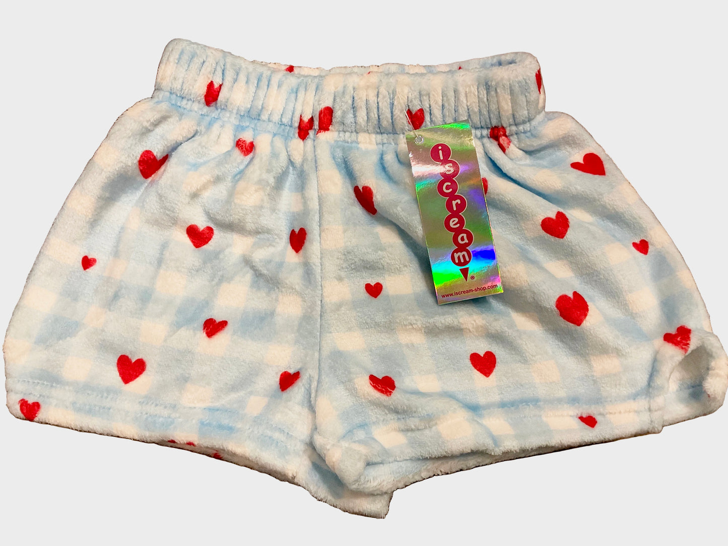 Gingham heart plush shorts