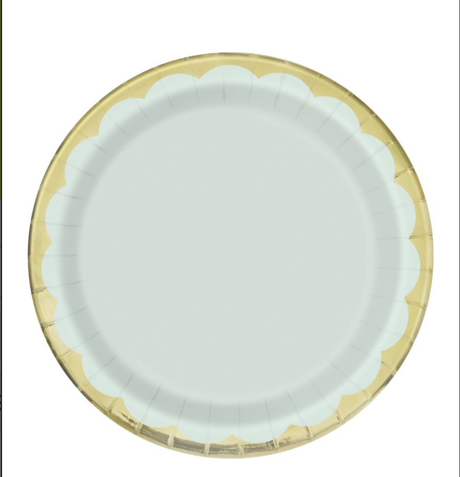 Scalloped Gold with Light Blue plates