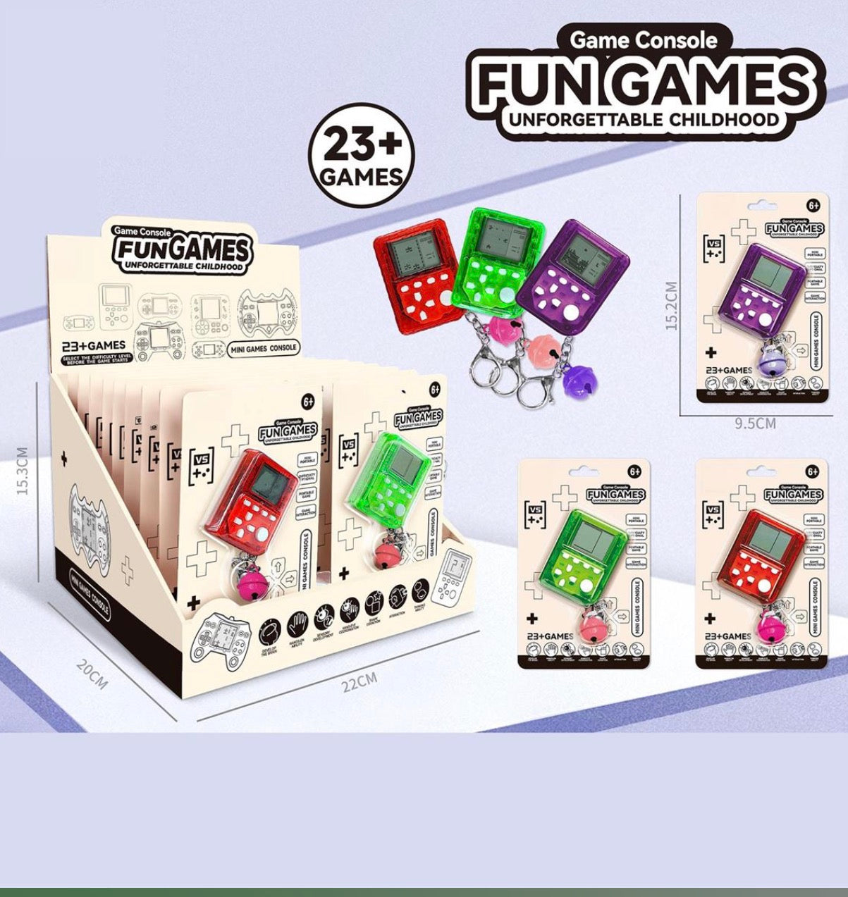 Mini Block Puzzle Game Console w/Keychain