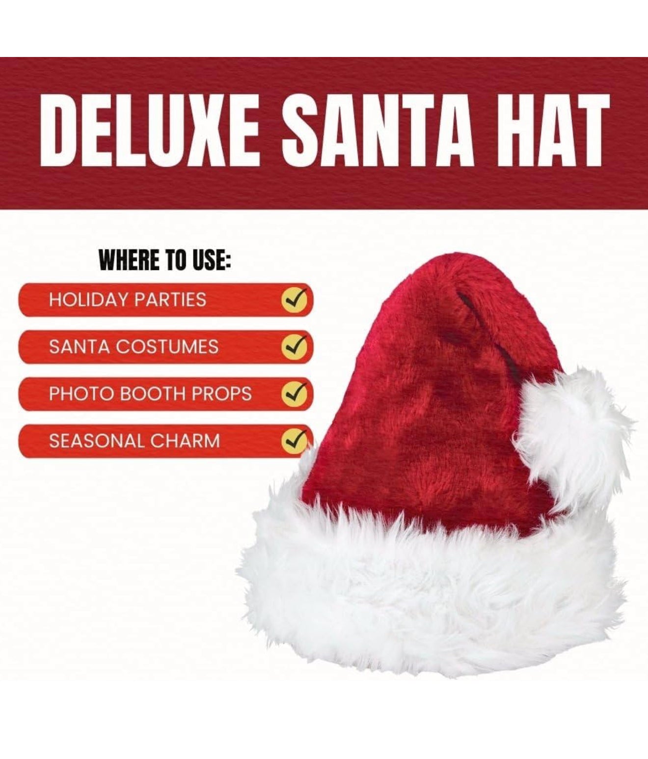 Santa Hat - Fits kids and adults (adjustable)