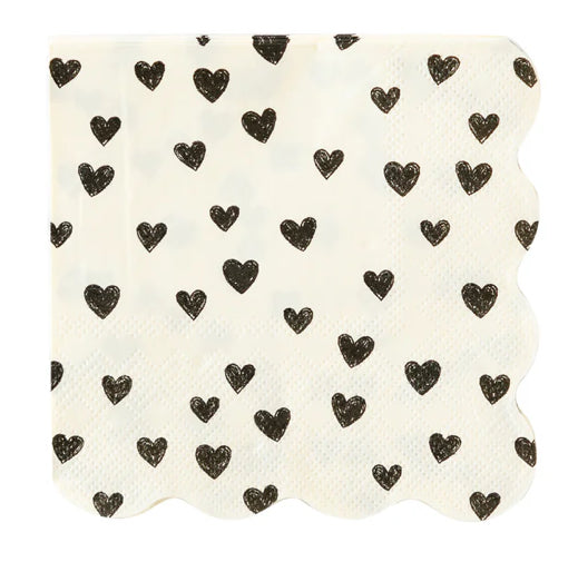 Black Hearts Scalloped Cocktail Napkin