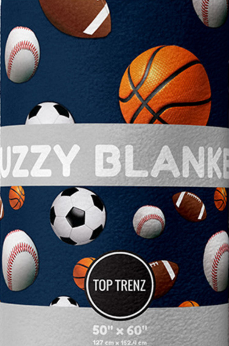 Navy Sports Fuzzy Throw Blanket
