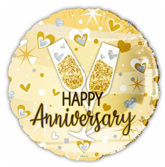 Champagne Toast Happy Anniversary Foil Balloon