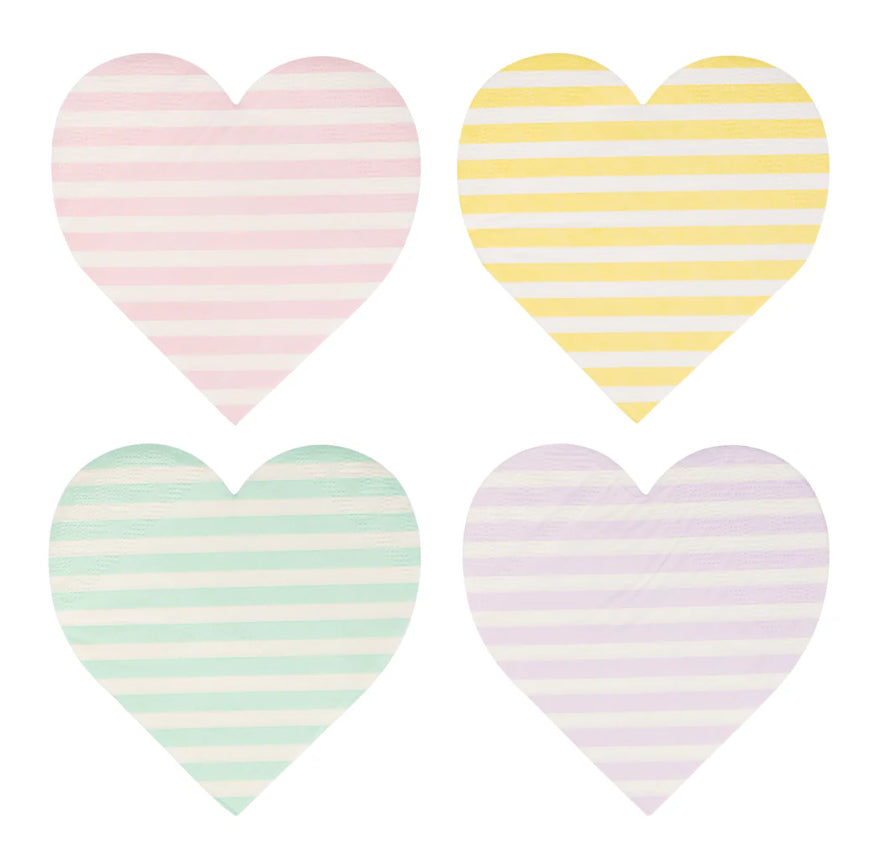 Striped Heart Cocktail Napkin