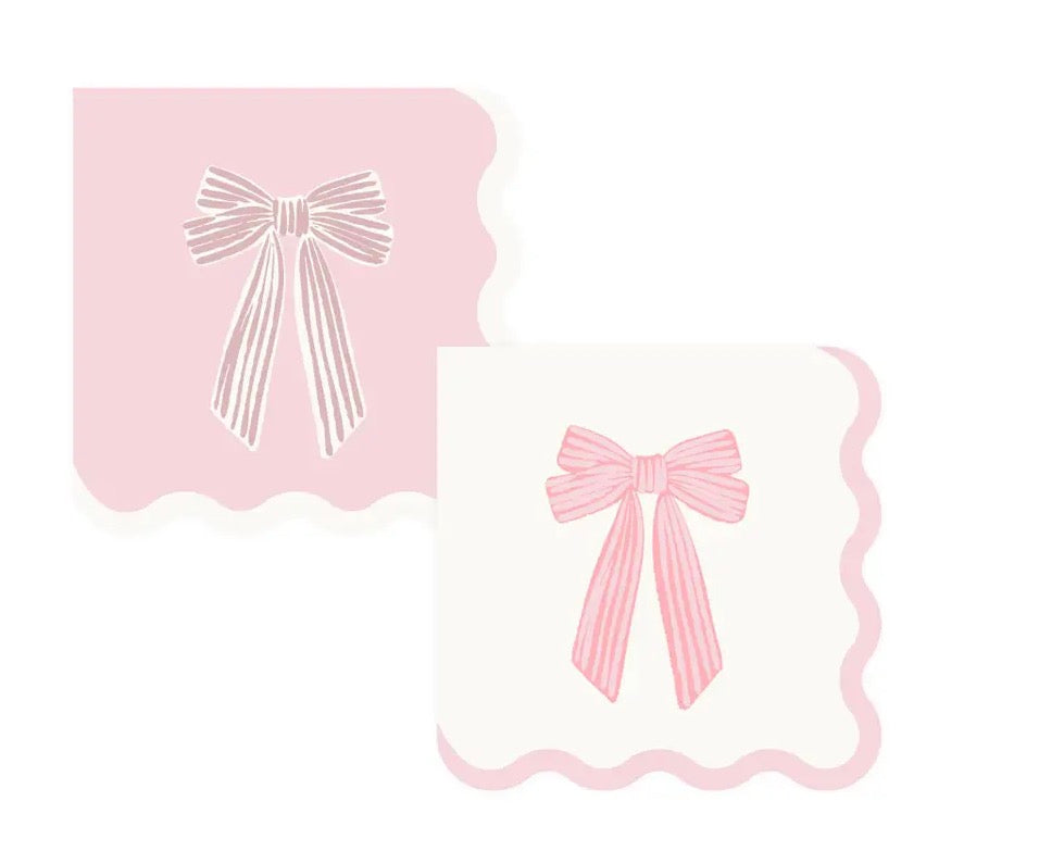 LARGE PINK BOWS COCKTAIL NAPKIN