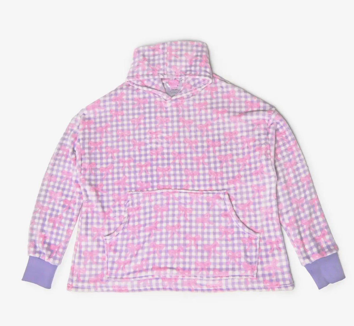 Purple Gingham Bows Cozy Hoodie