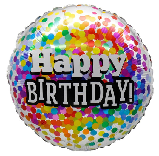 Birthday Rainbow Confetti Foil Balloon