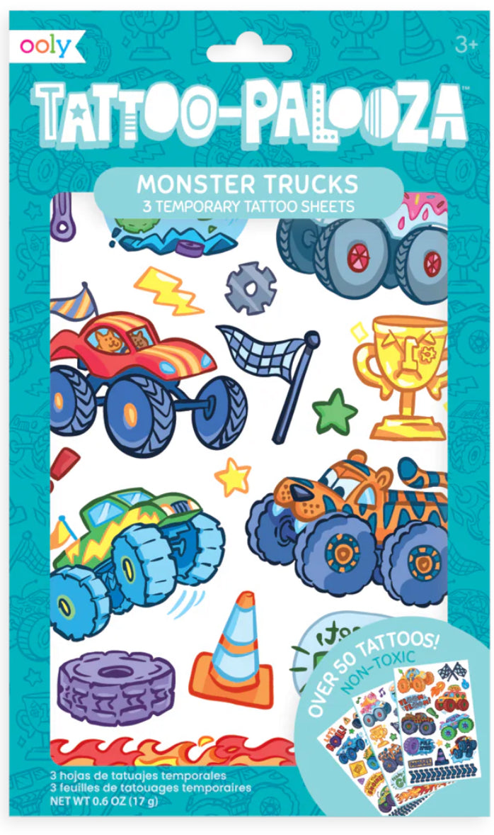 Tattoo-Palooza Temporary Tattoos - Monster Truck - 3 Sheets