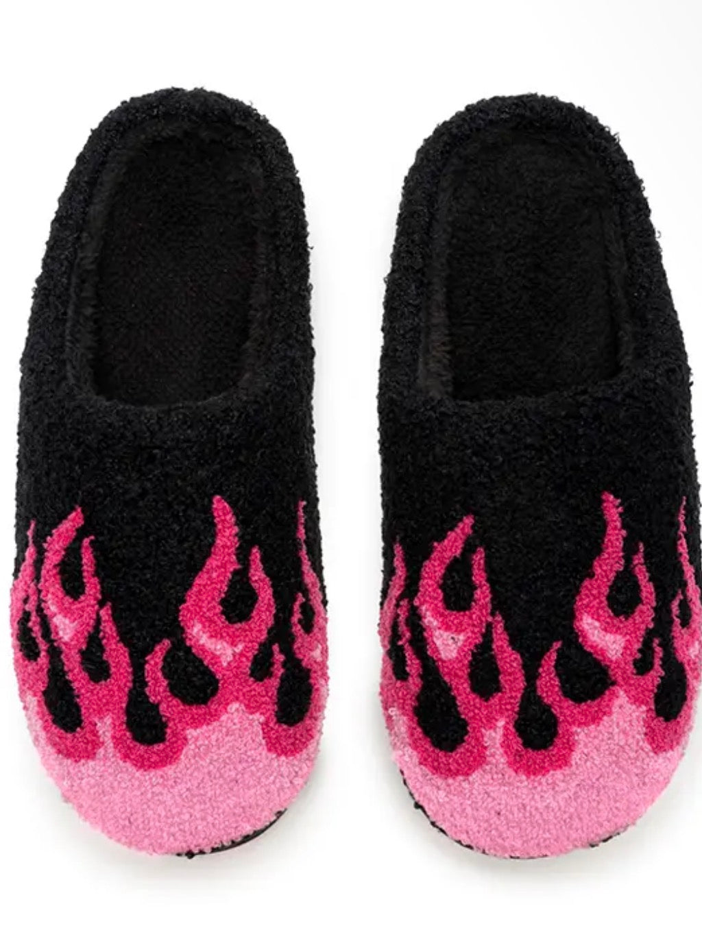Indoor / Outdoor Slippers - Hot Pink Flames - Black