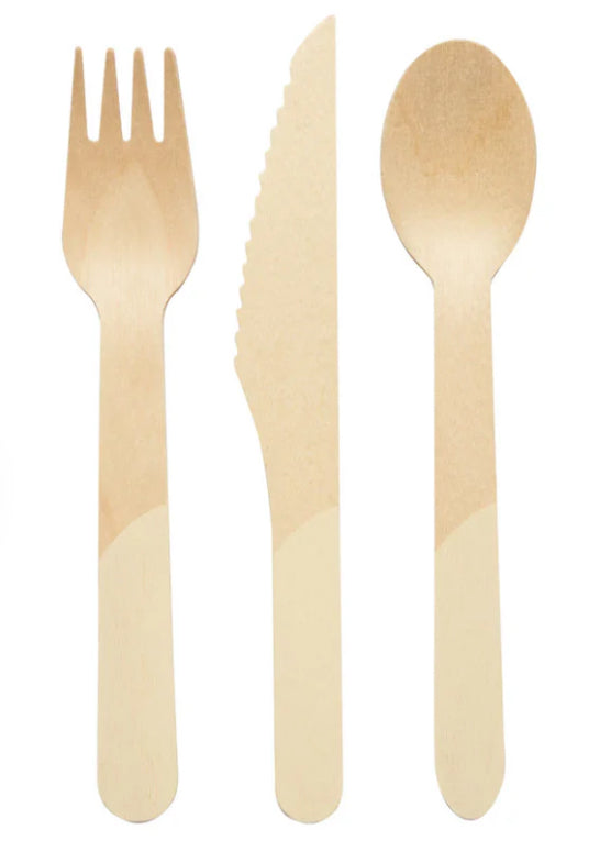 CREAM WOODEN CUTLERY