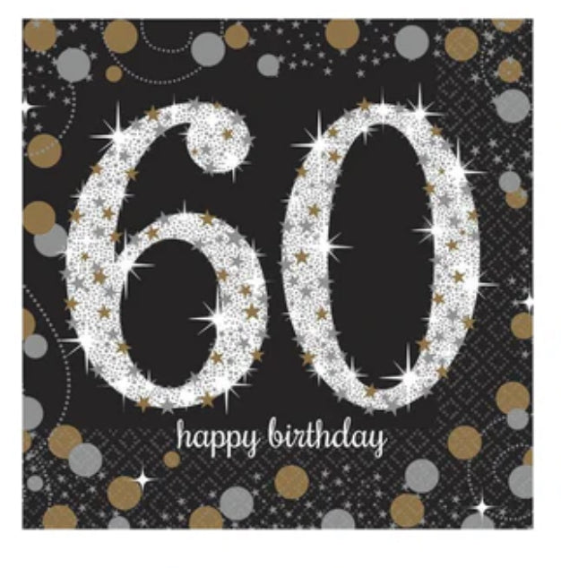 60th Sparkling Celeb - Beverage Napkins 16ct