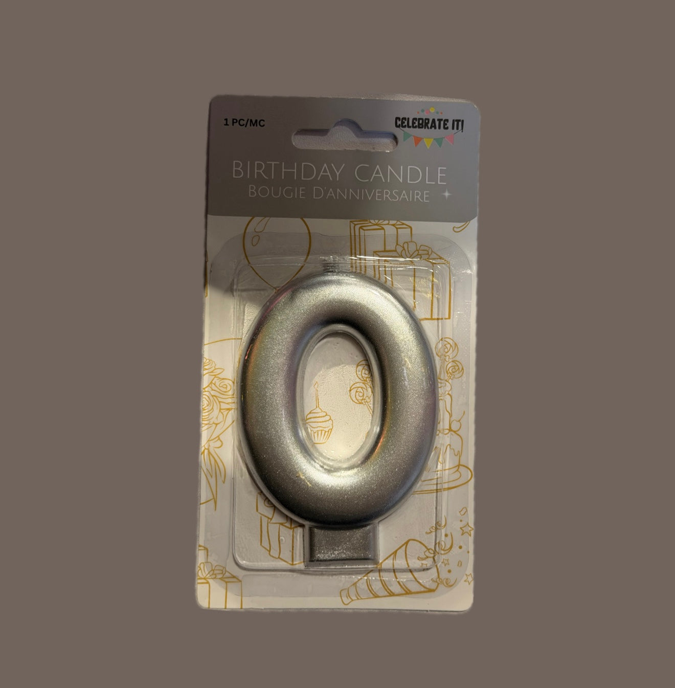 Silver Number 0 Candle