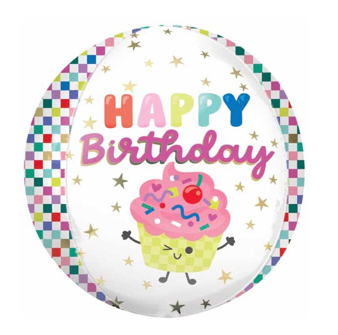 Vibrant cupcake Orbz foil balloon