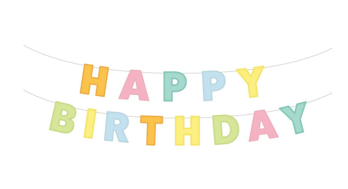 HAPPY BIRTHDAY FELT BANNER SET OF 2