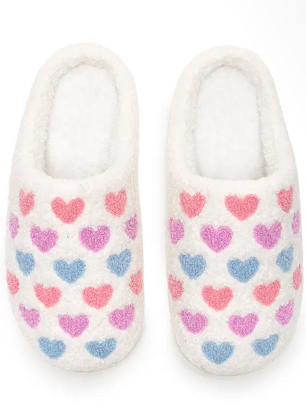 Indoor / Outdoor Slippers - Pastel Hearts - White