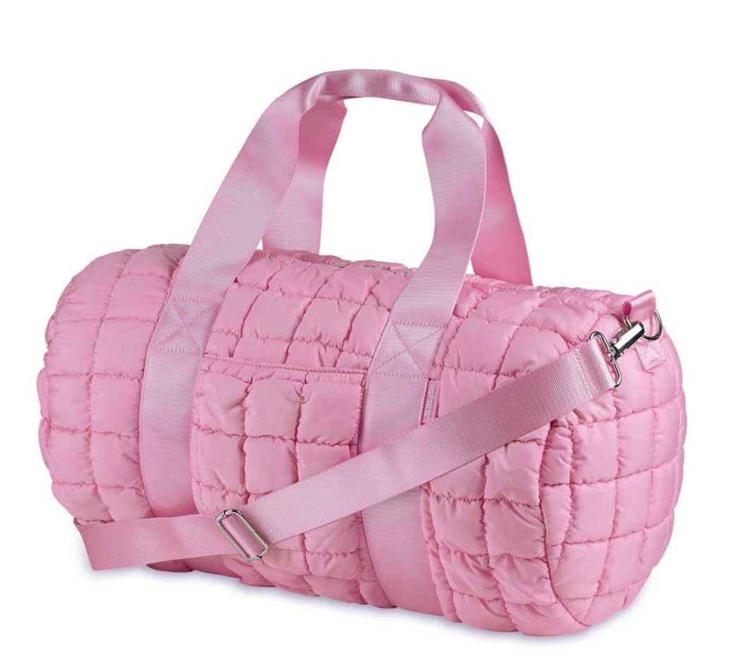 Top trenz plain pink puffer duffle bag