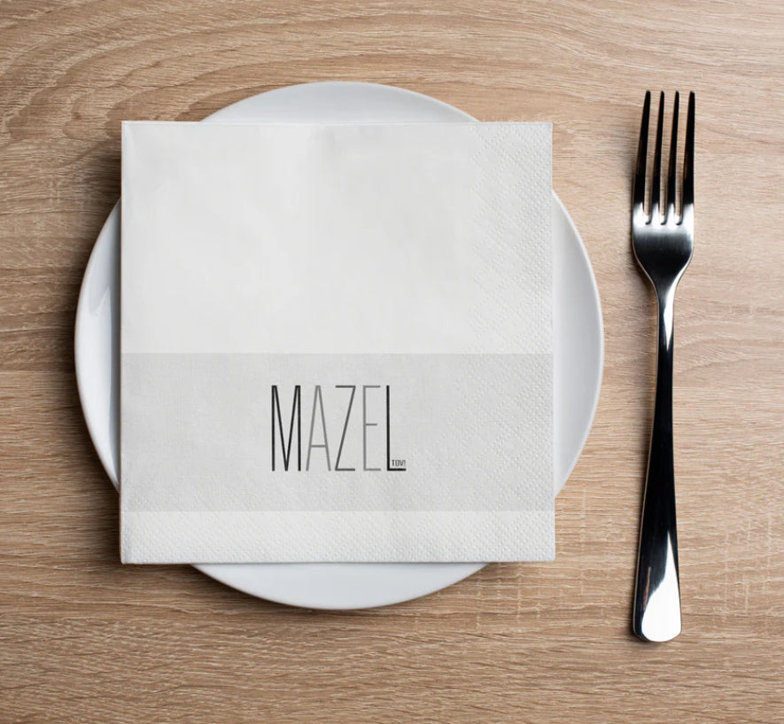 Mazel Tov Black Cocktail Napkin