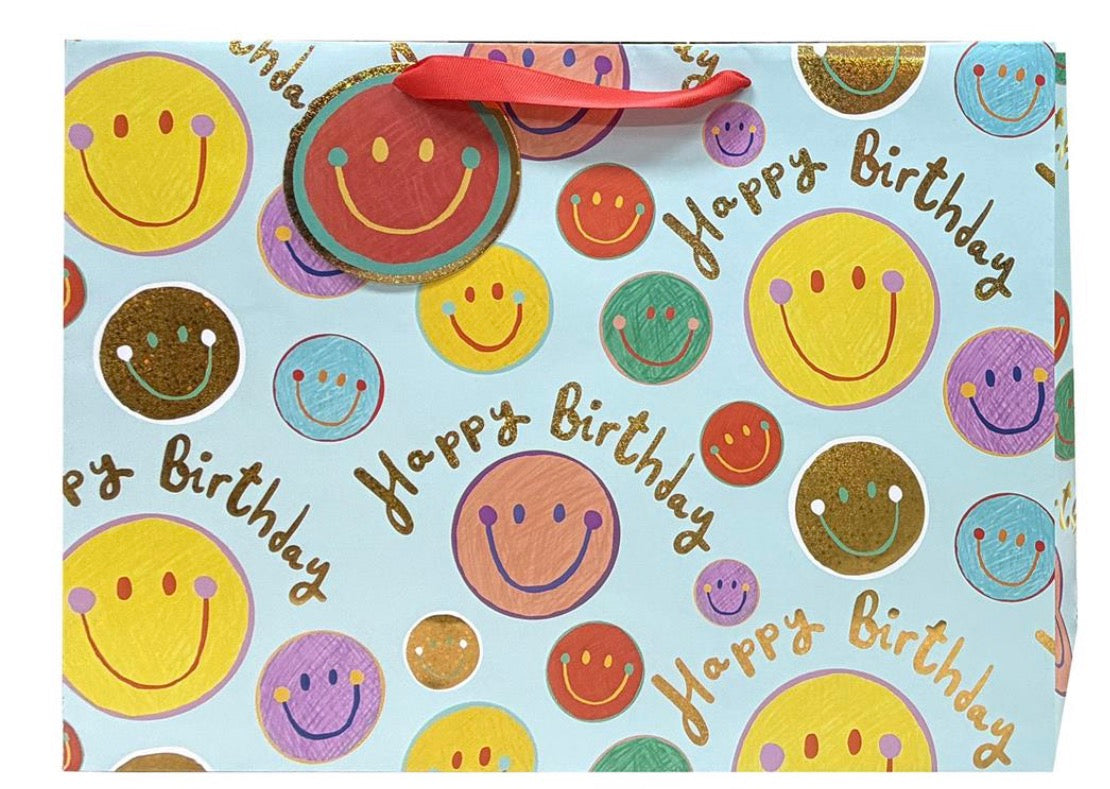 Paper T. Birthday Smileys Gift Bag, Horizontal Large