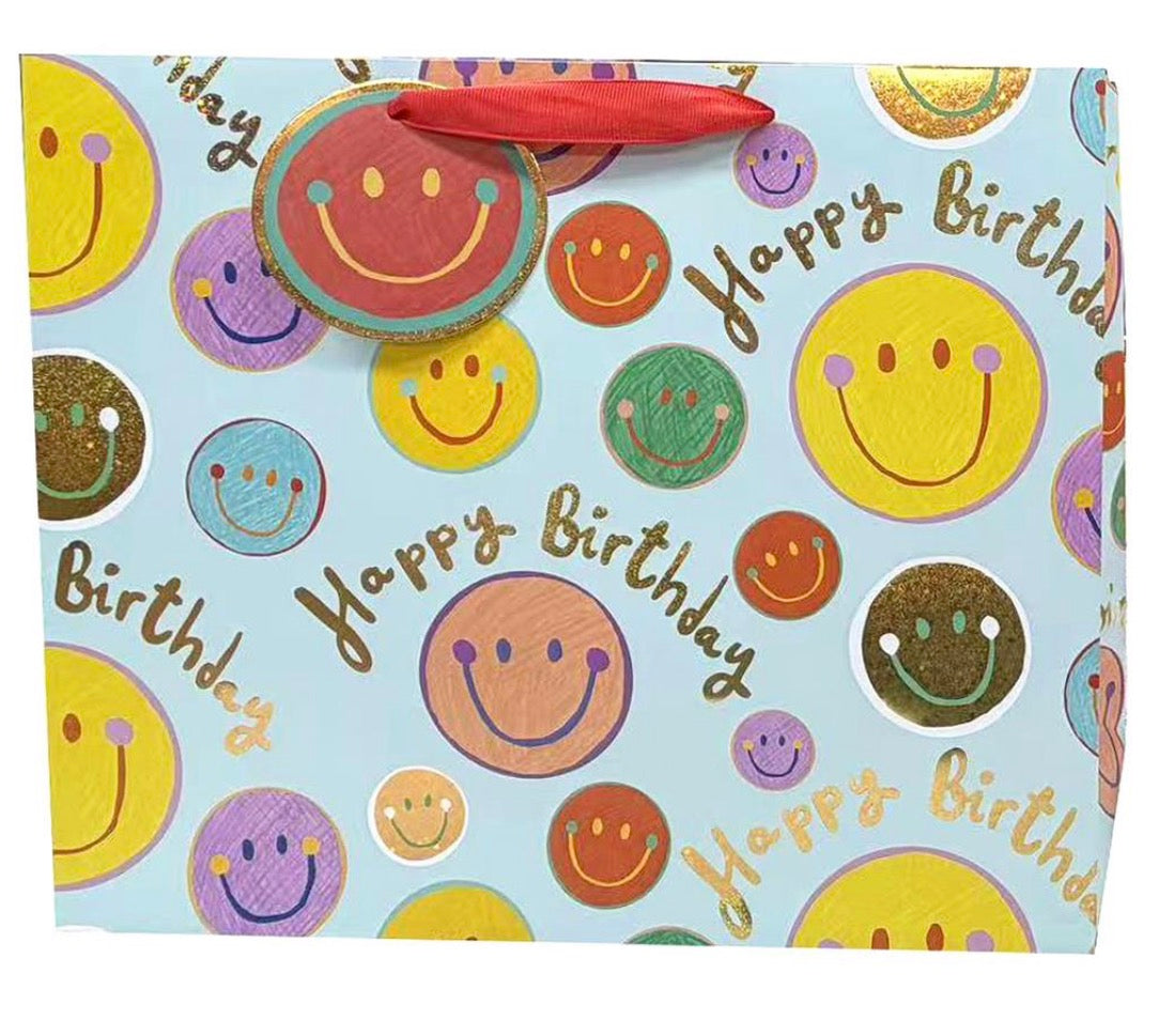 Paper T. Birthday Smileys Gift Bag, Horizontal Jumbo